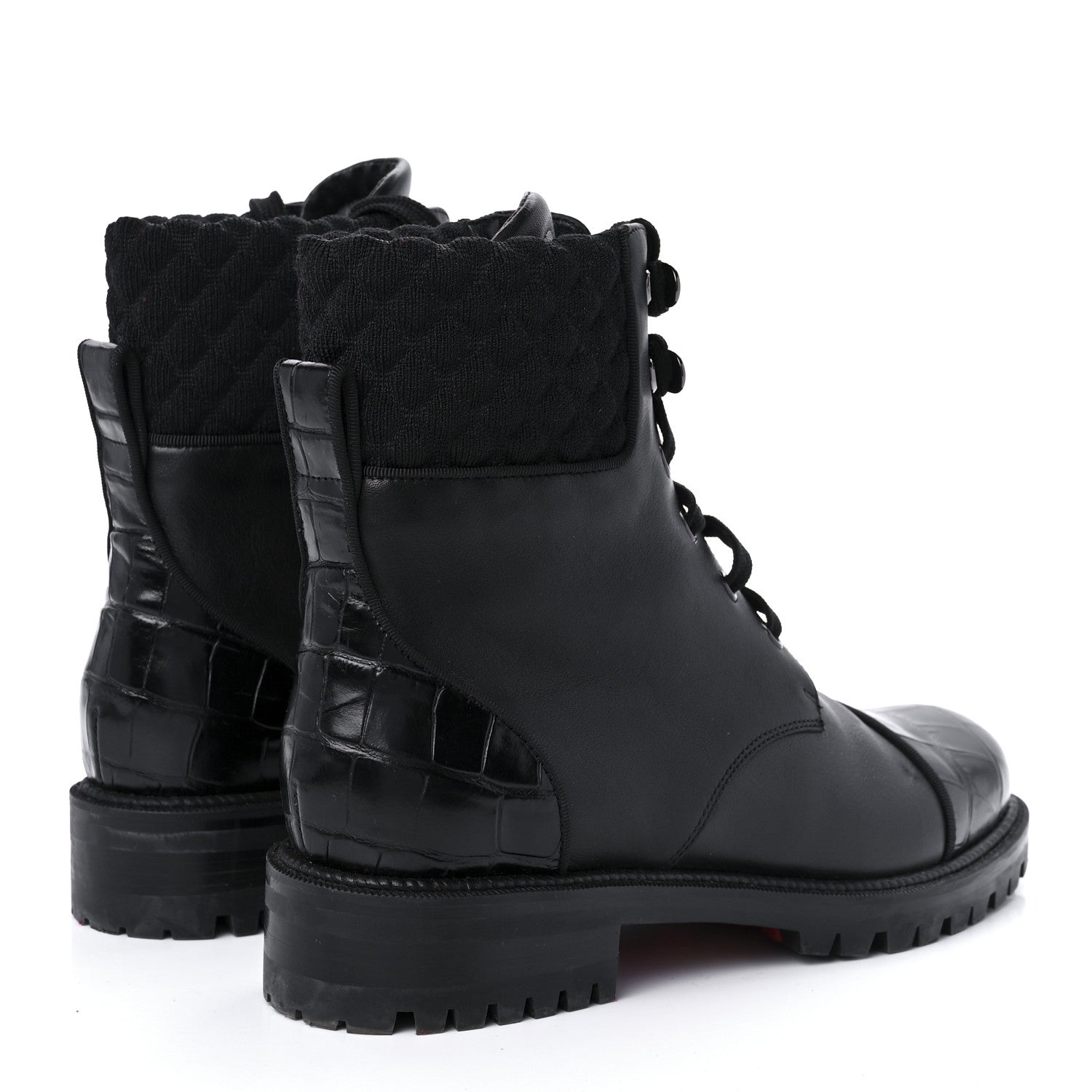 Christian Louboutin Calfskin Mayr Combat Boots 38.5 Black 4 of 9