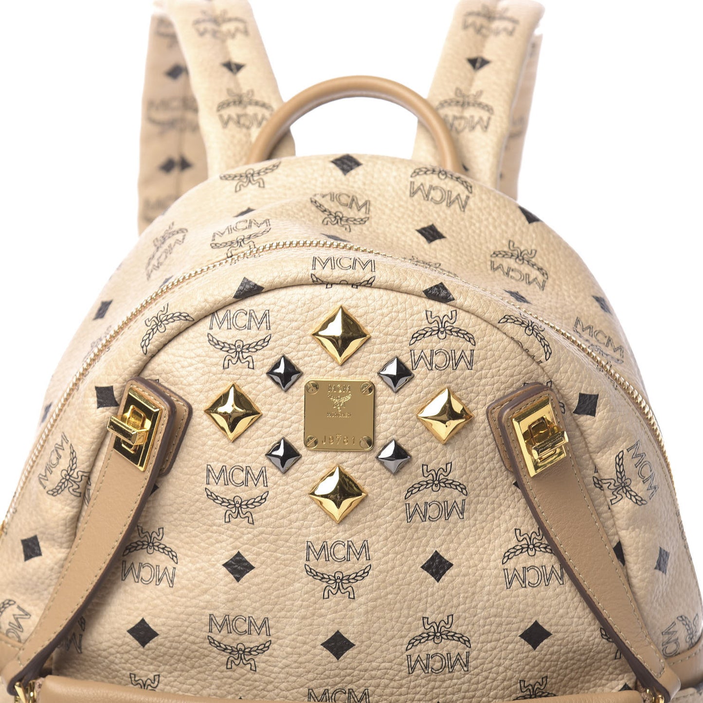 Visetos Studded Small Dual Stark Backpack Beige