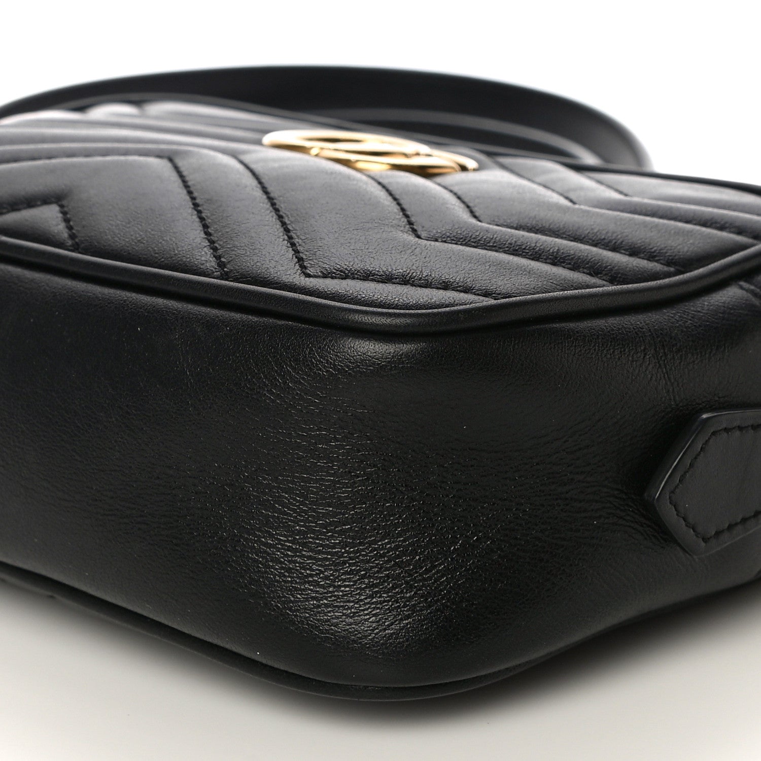Gucci Calfskin Matelasse Mini GG Marmont Chain Shoulder Bag Black 10 of 15