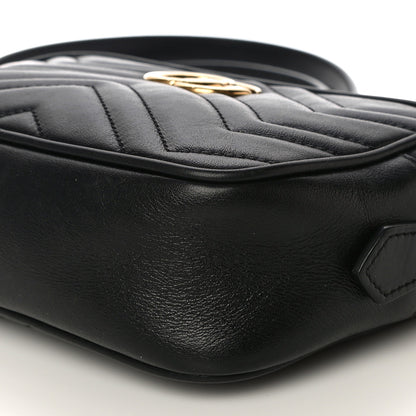 Gucci Calfskin Matelasse Mini GG Marmont Chain Shoulder Bag Black 10 of 15
