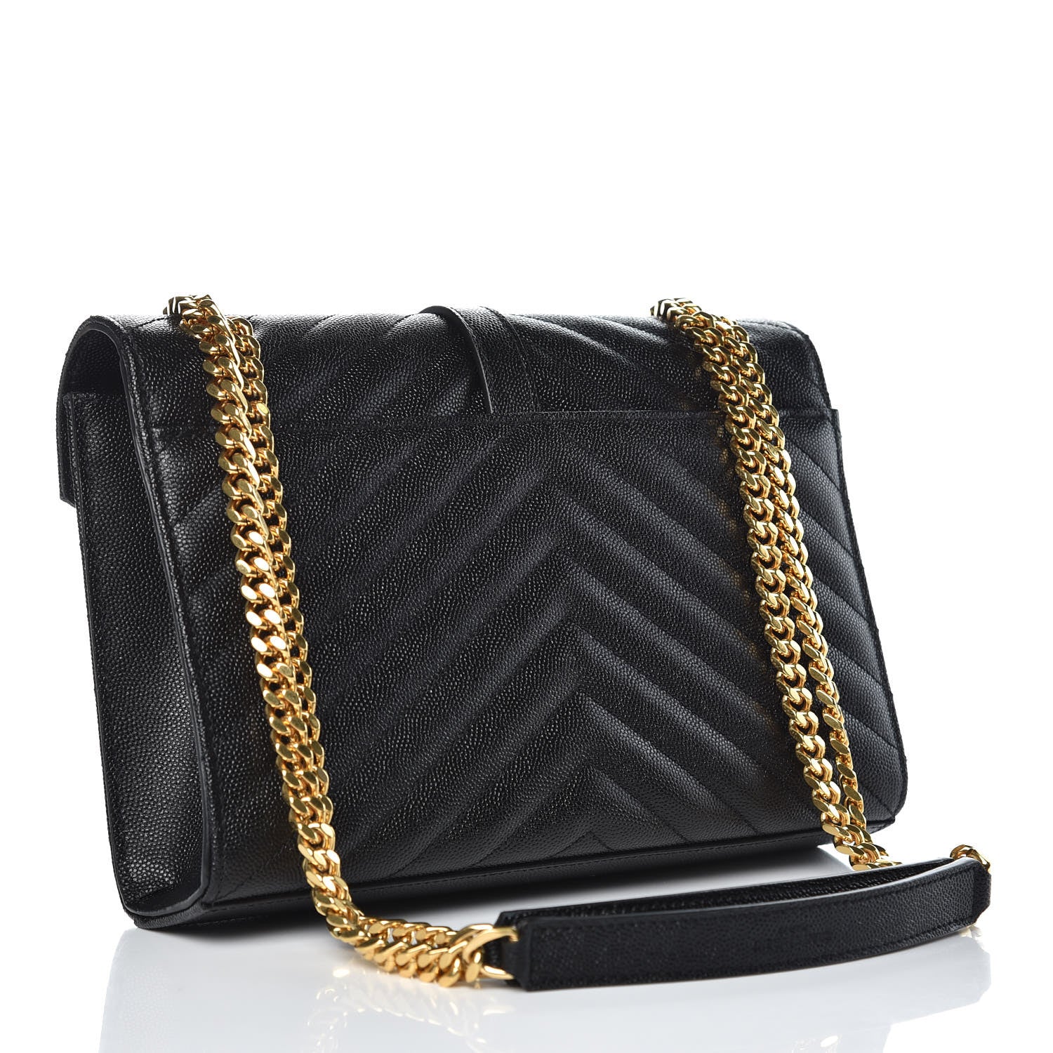 Saint Laurent Grain De Poudre Matelasse Chevron Medium Monogram Satchel Black 3 of 9