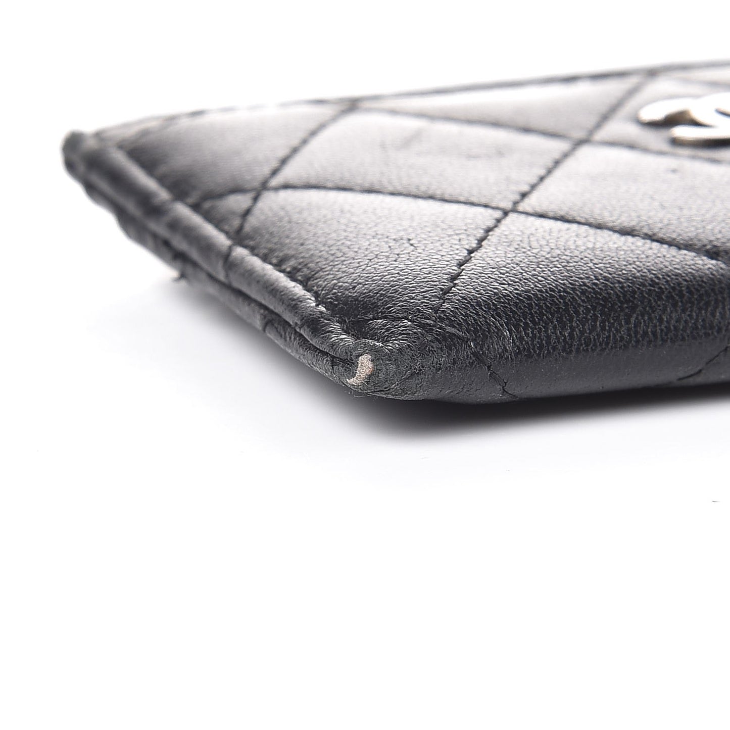 Lambskin Quilted Card Holder Black