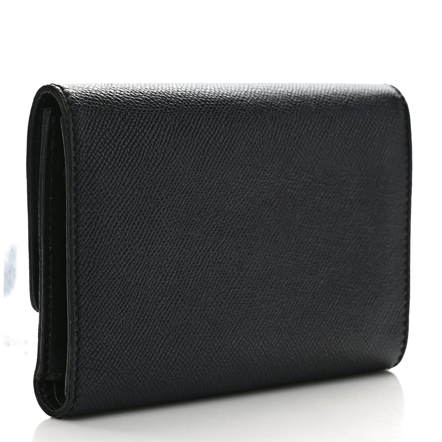 Grained Calfskin CC Flap Wallet Black