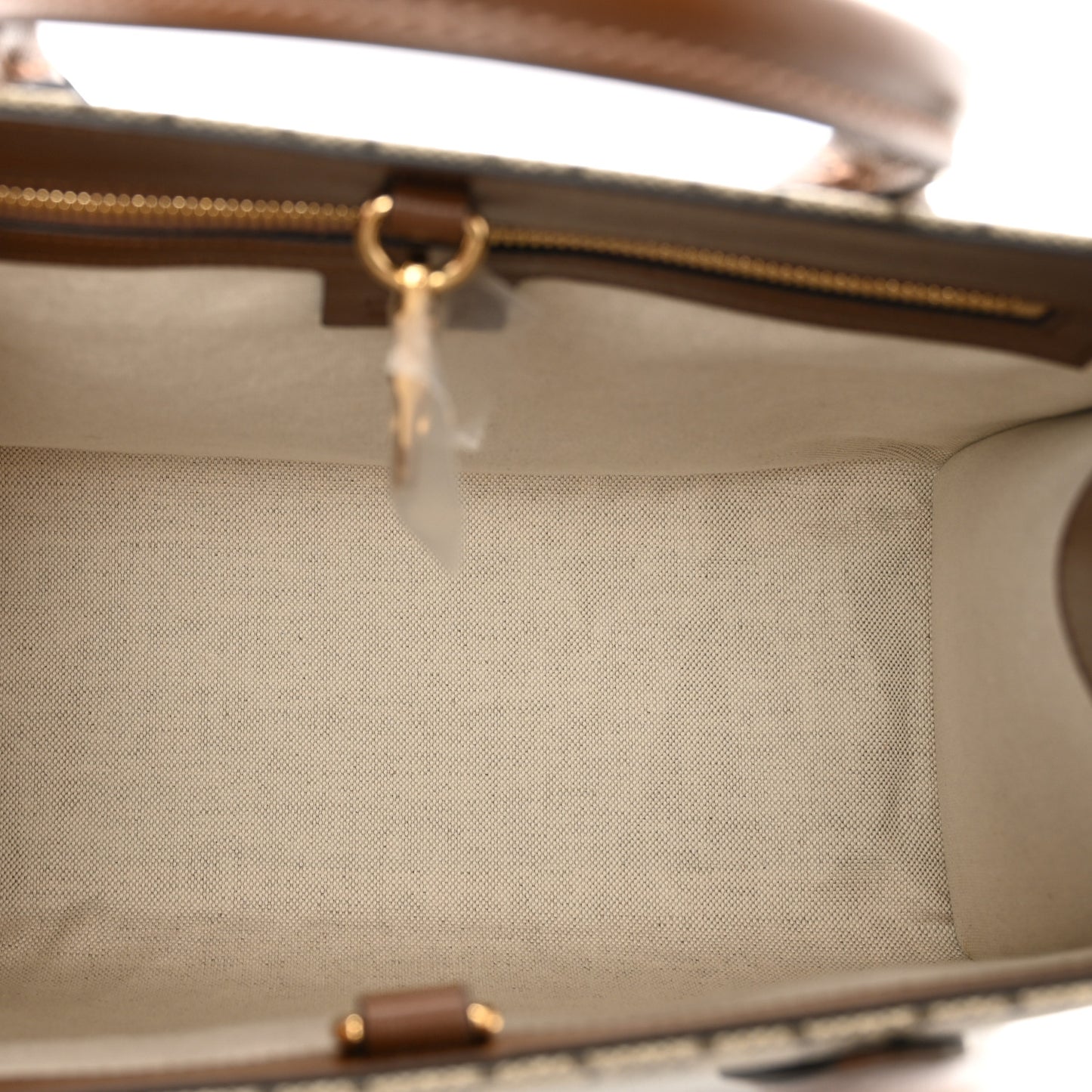 GG Supreme Monogram Azalea Calfskin Small Retro Interlocking G Tote Bag Beige Ebony Brown Sugar