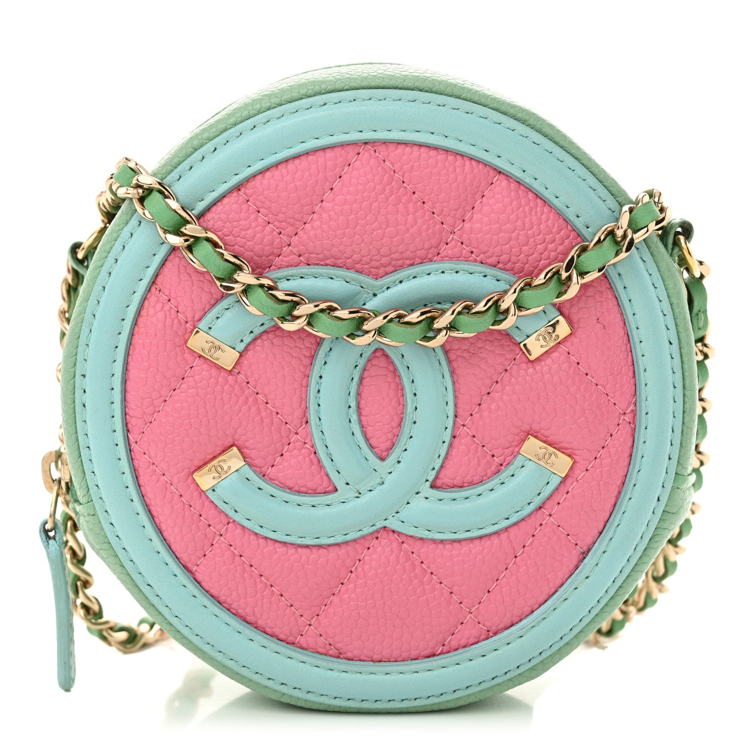Chanel Caviar Quilted Round Filigree Crossbody Pink Blue Green 1 of 10