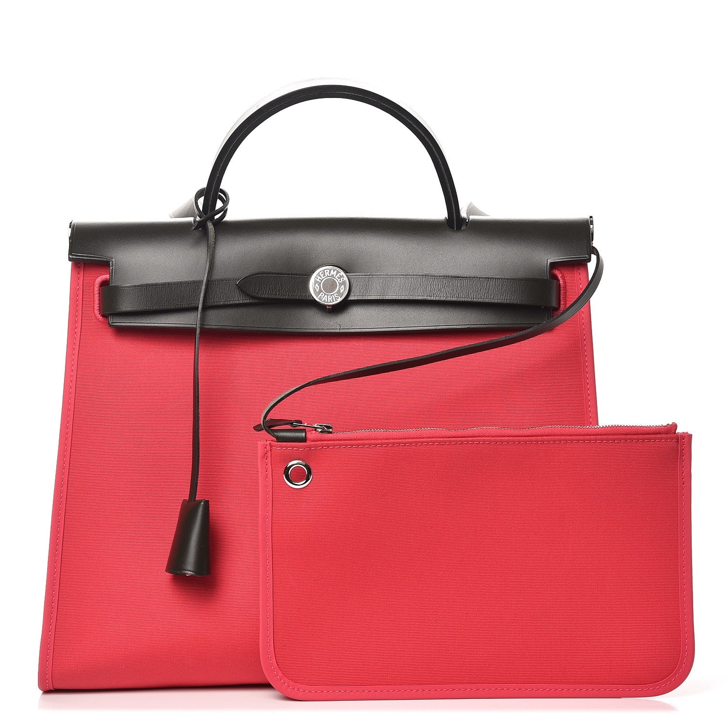 Hermes Vache Hunter Toile Herbag Zip 31 PM Rose Extreme Black 1 of 8