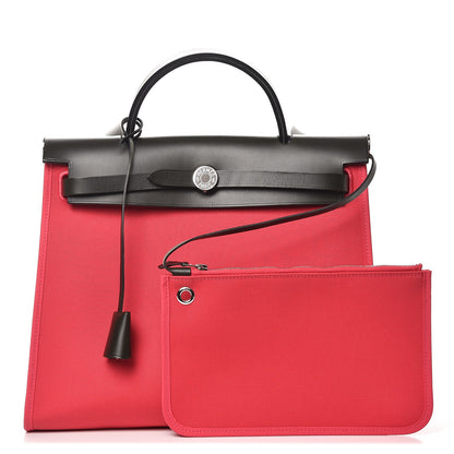 Hermes Vache Hunter Toile Herbag Zip 31 PM Rose Extreme Black 1 of 8