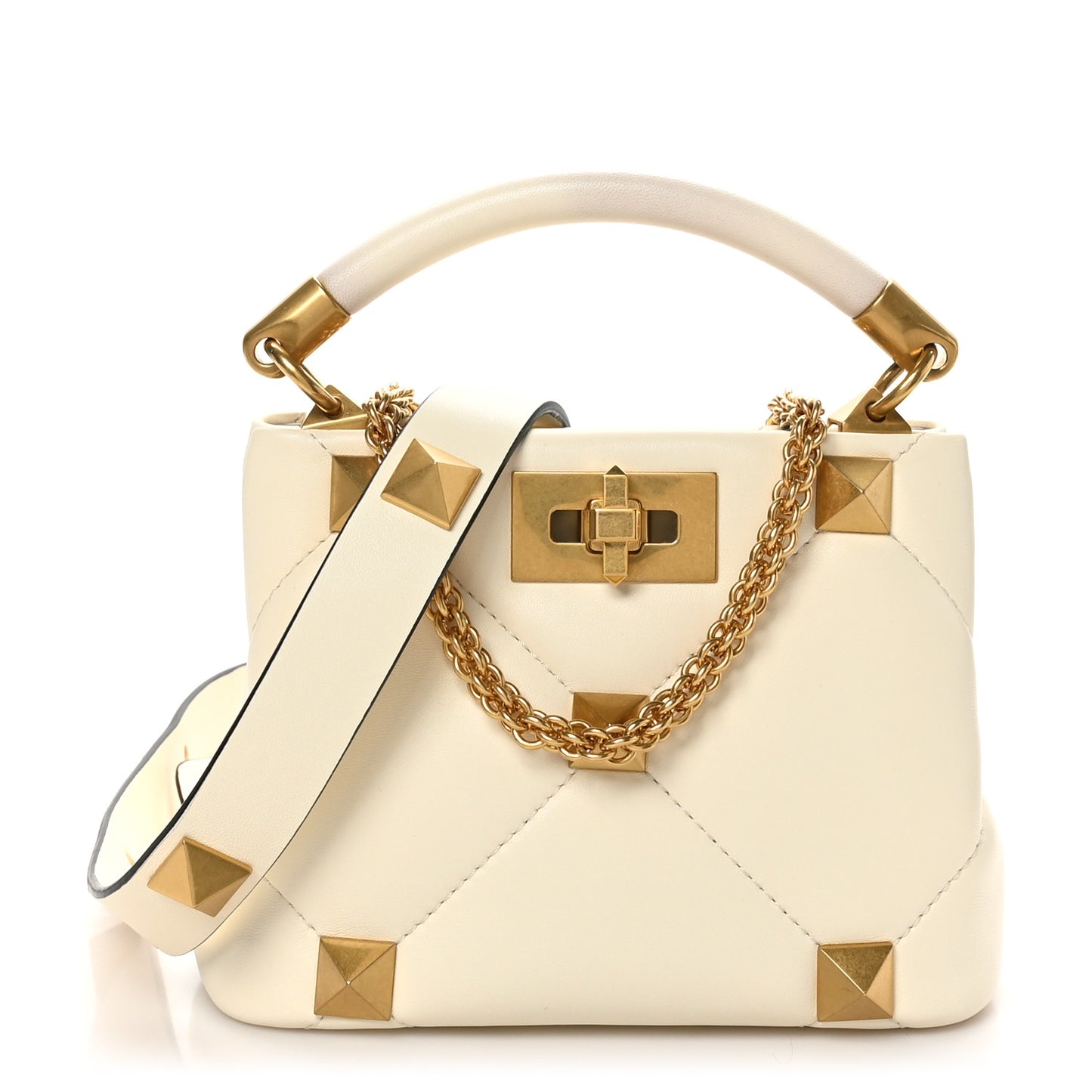Nappa Mini Roman Stud The Handle Bag Ivory