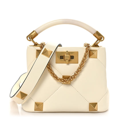 Valentino Garavani Nappa Mini Roman Stud The Handle Bag Ivory 1 of 9