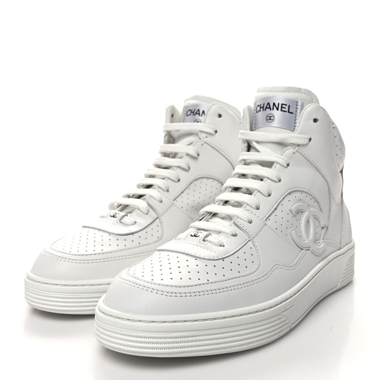 Chanel Calfskin CC High Top Sneaker 40 White 3 of 8