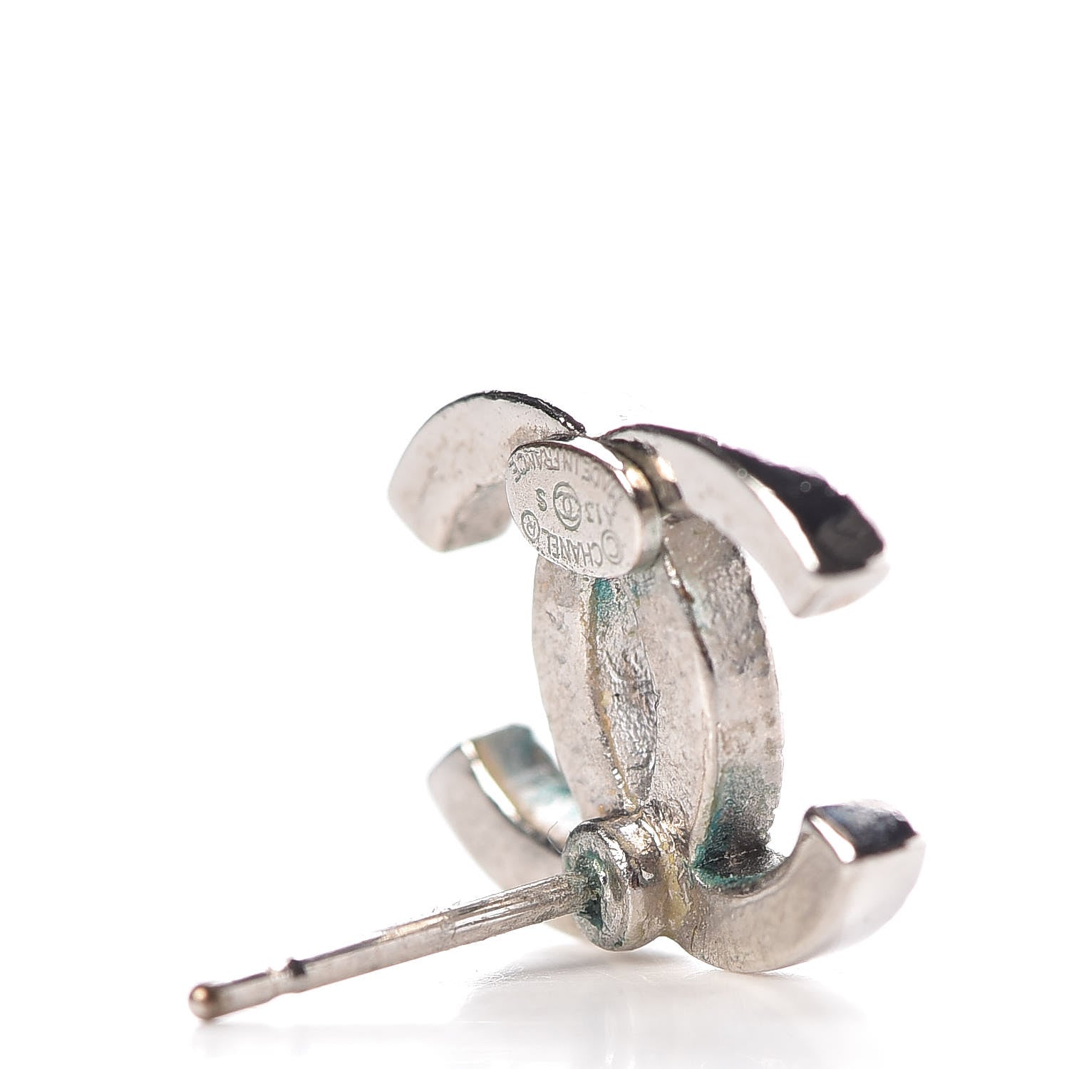 Chanel Crystal Timeless CC Earrings Silver 6 of 7
