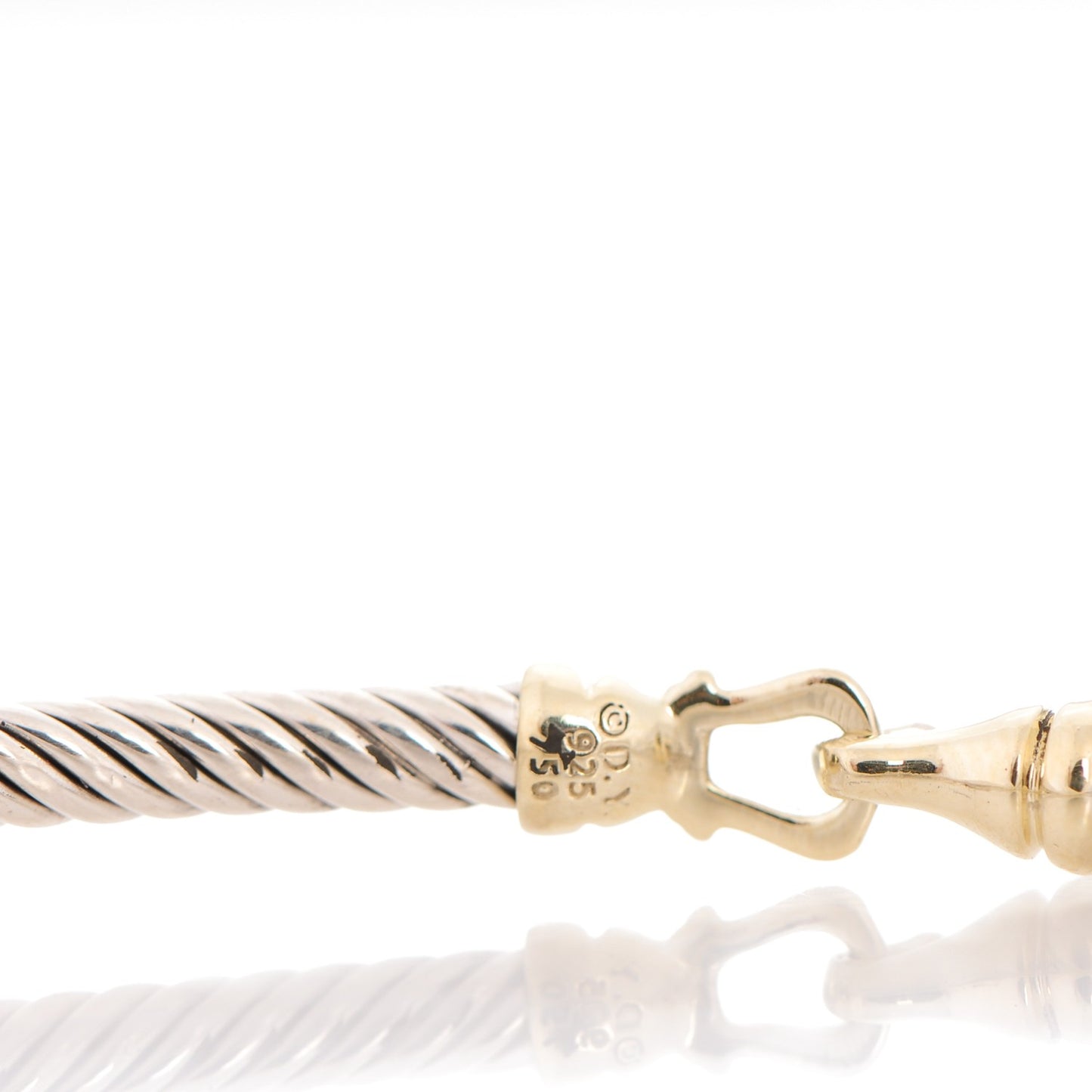 Sterling Silver 18K Yellow Gold 3mm Cable Buckle Bracelet