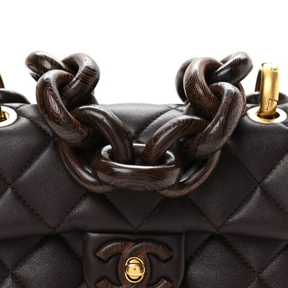 Chanel Lambskin Wenge Quilted Mini Fashion Wood Square Flap Dark Purple 7 of 10