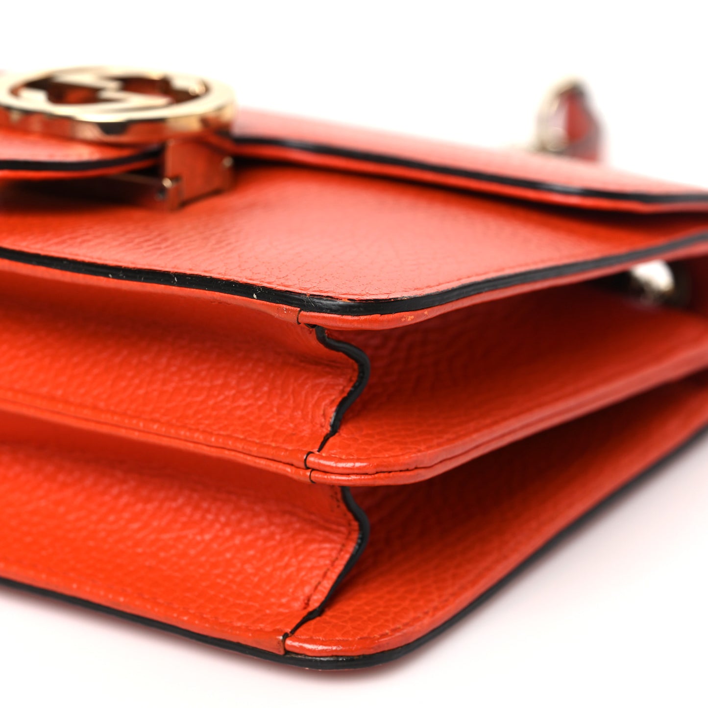 Dollar Calfskin Small Interlocking G Shoulder Bag Sun Orange