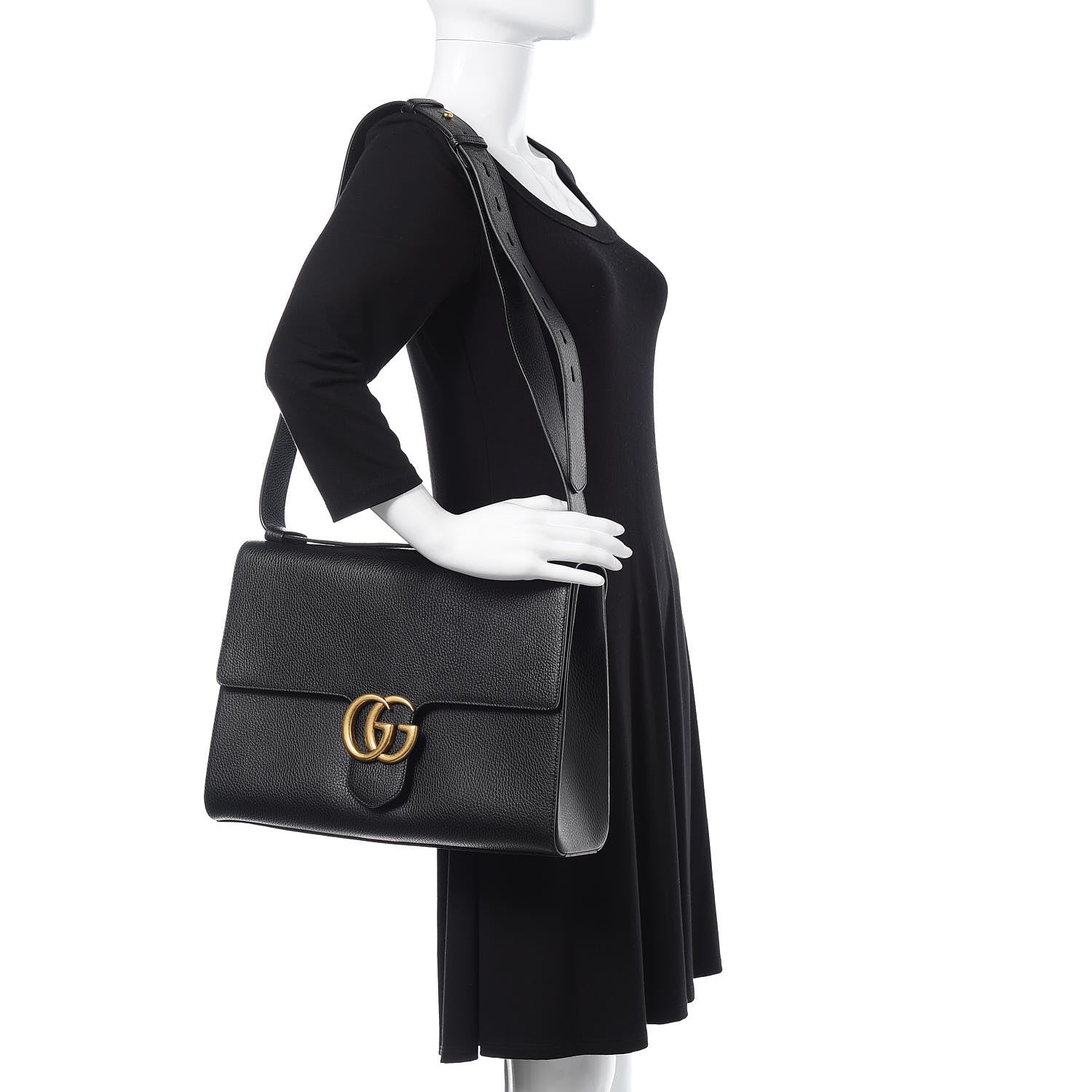 Gucci Calfskin GG Marmont Messenger Bag Black 2 of 10