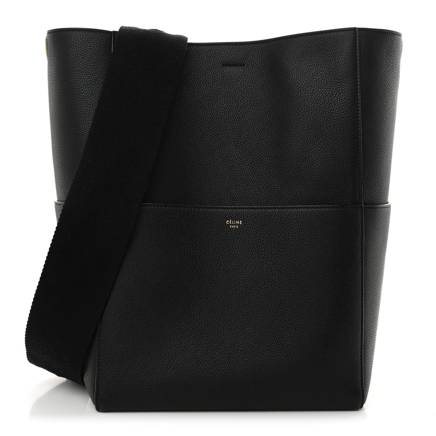 Celine Soft Grained Calfskin Sangle Bucket Bag Black 1 of 11