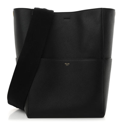 Celine Soft Grained Calfskin Sangle Bucket Bag Black 1 of 11
