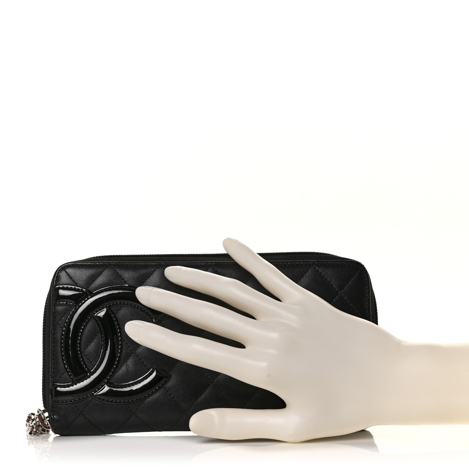 Chanel Calfskin Quilted Cambon Large Gusset Zip Around Wallet Black 2 of 12