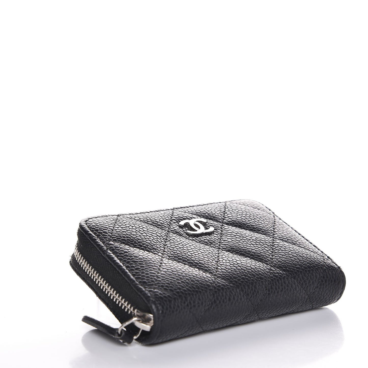 Caviar Quilted Zip Coin Purse Black