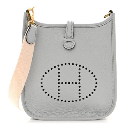Hermes Taurillon Clemence Amazone Evelyne TPM Bleu Pale Nata 1 of 9