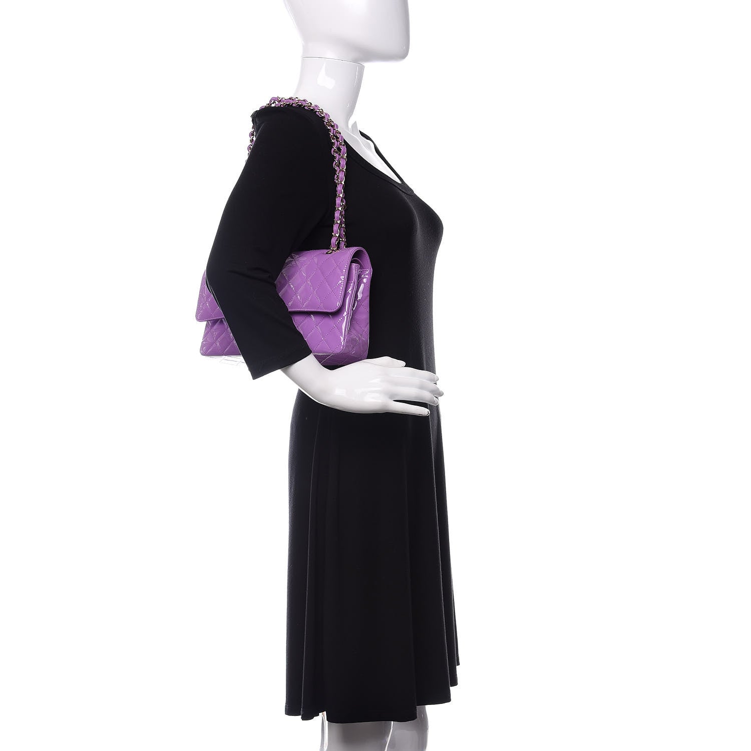 Chanel Patent Quilted Medium Double Flap Light Purple 2 of 9