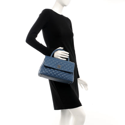 Chanel Caviar Quilted Small Coco Handle Flap Blue 3 of 9