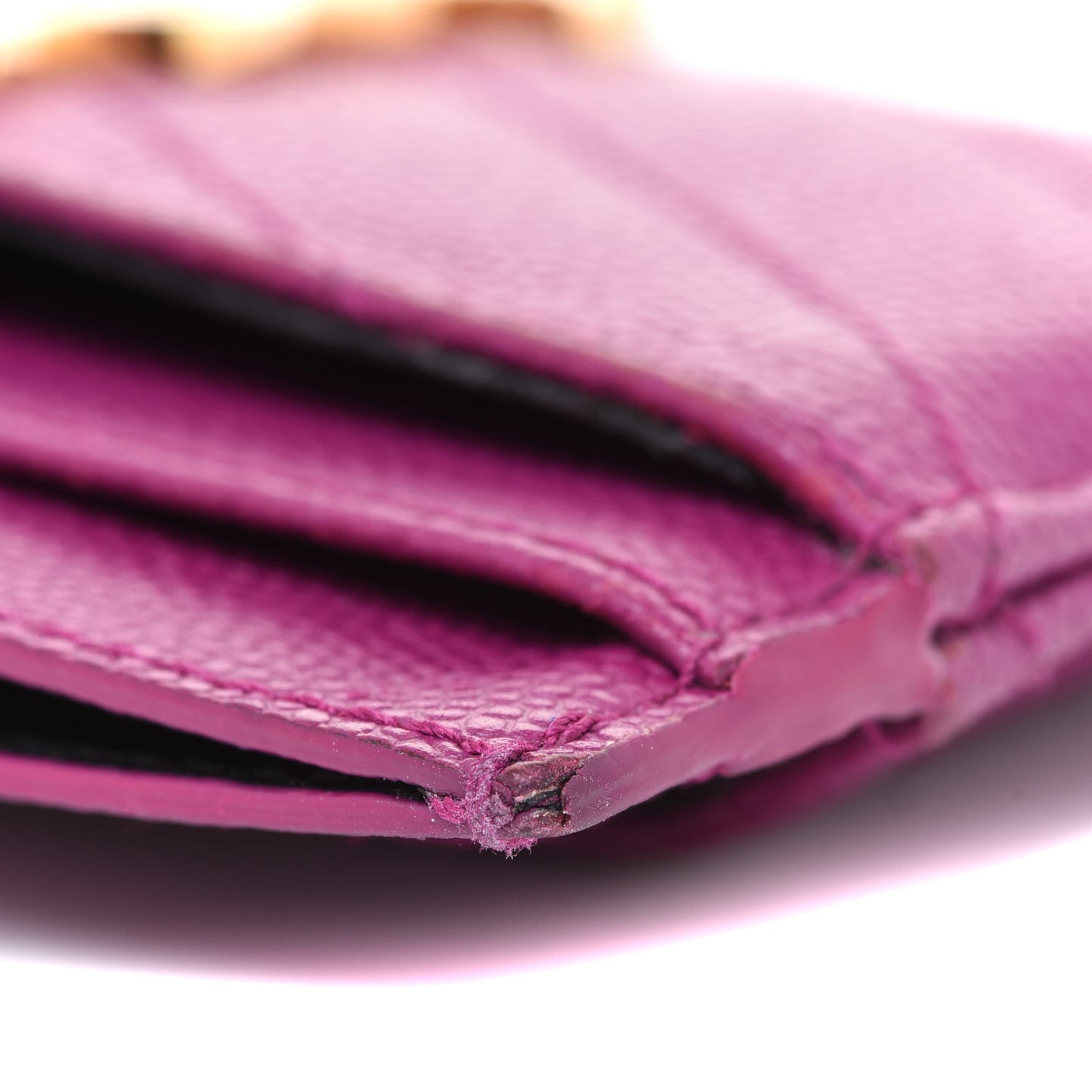 Grain De Poudre Matelasse Chevron Monogram Credit Card Case Dark Grape
