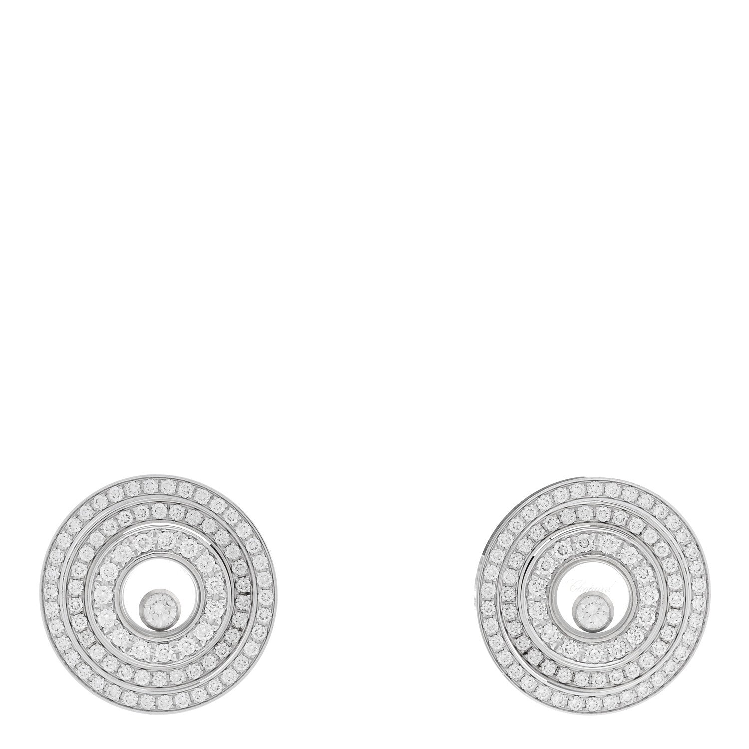 Chopard 18K White Gold Diamond Happy Spirit Pave Earrings 1 of 4