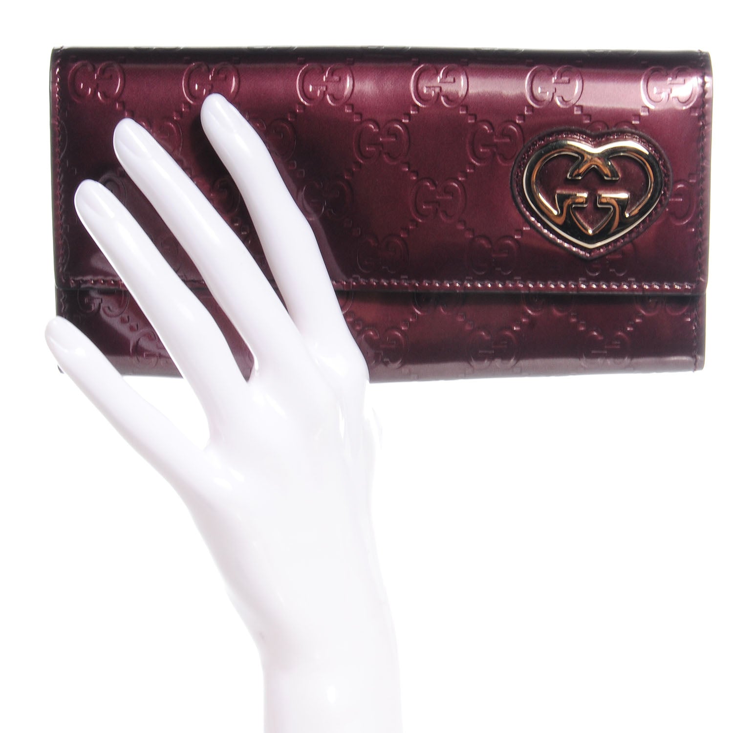 Gucci Shine Guccissima Lovely Heart Continental Wallet Scarlatto 2 of 6