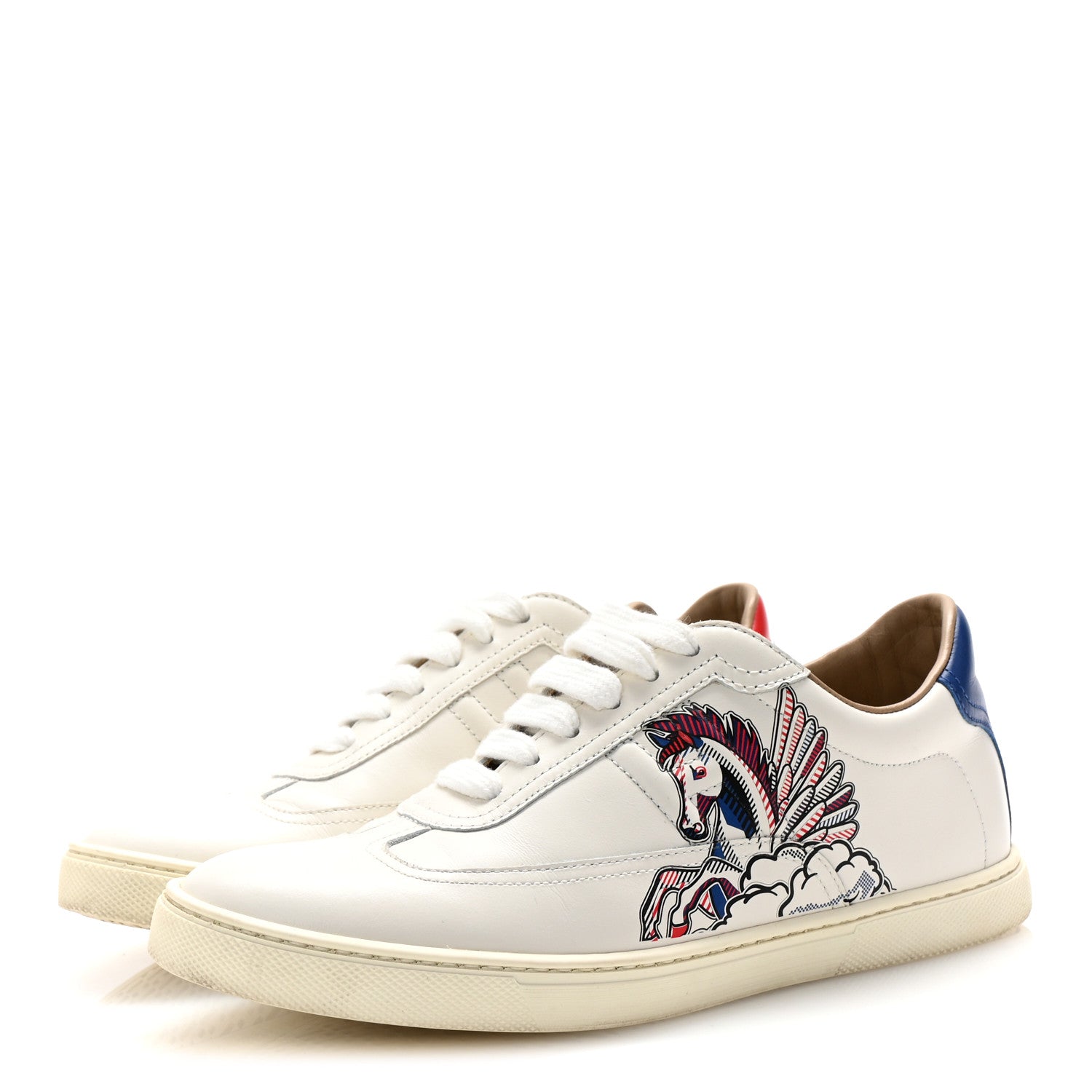 Hermes Calfskin Pegase Pop Womens Quicker Sneakers 36.5 White Multicolor 4 of 10