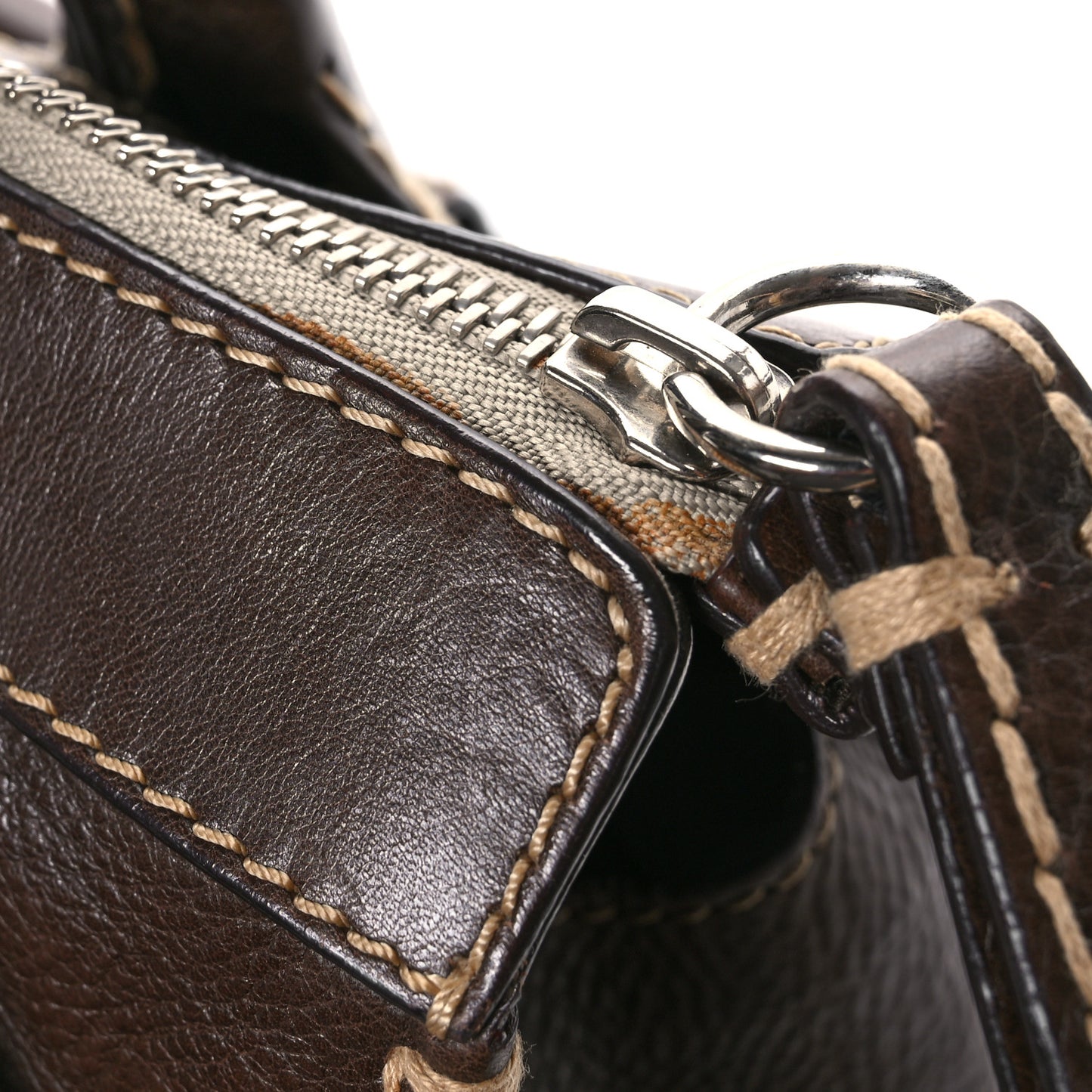 Shiny Tanned Calfskin Medium Edith Bag Brown