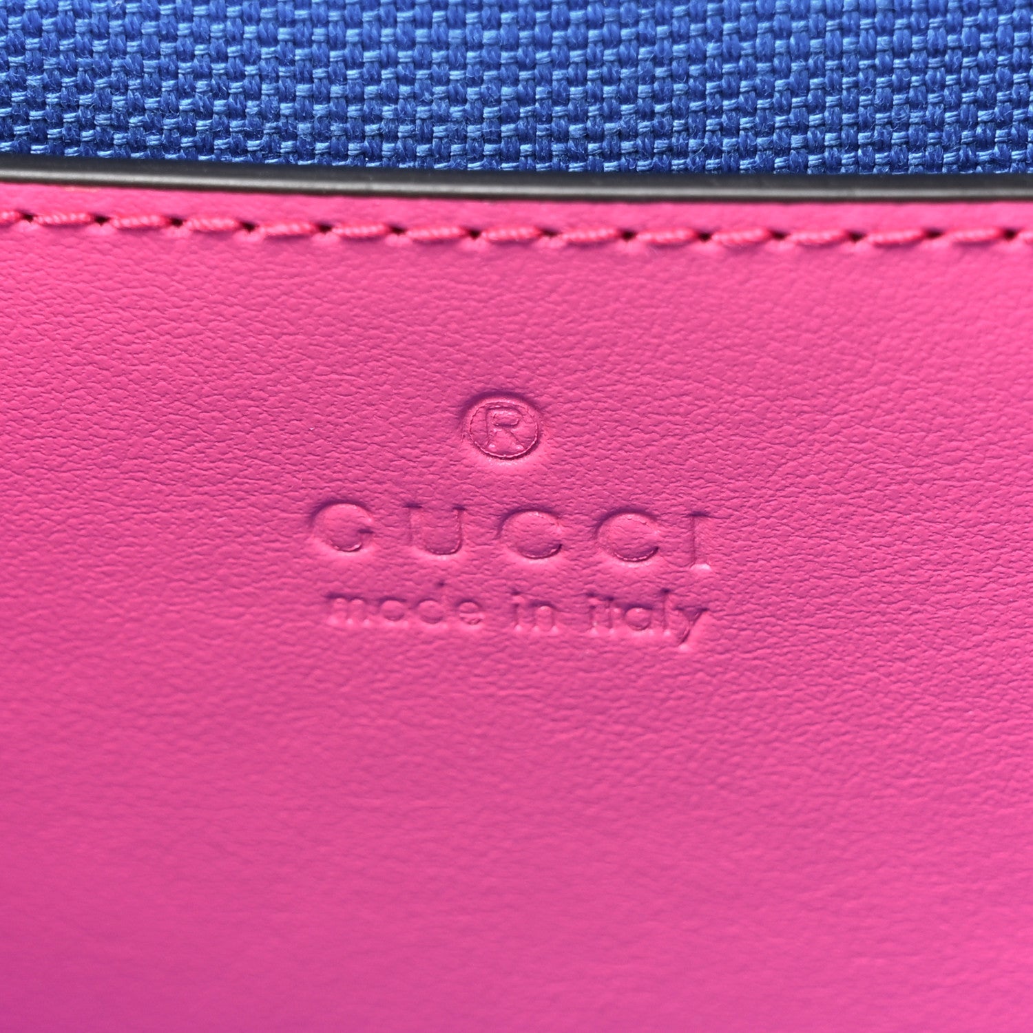 Gucci Calfskin GG Tennis Bi-Color Embossed Mini Duffle Bag Modern Fucsia Modern Blue 6 of 10