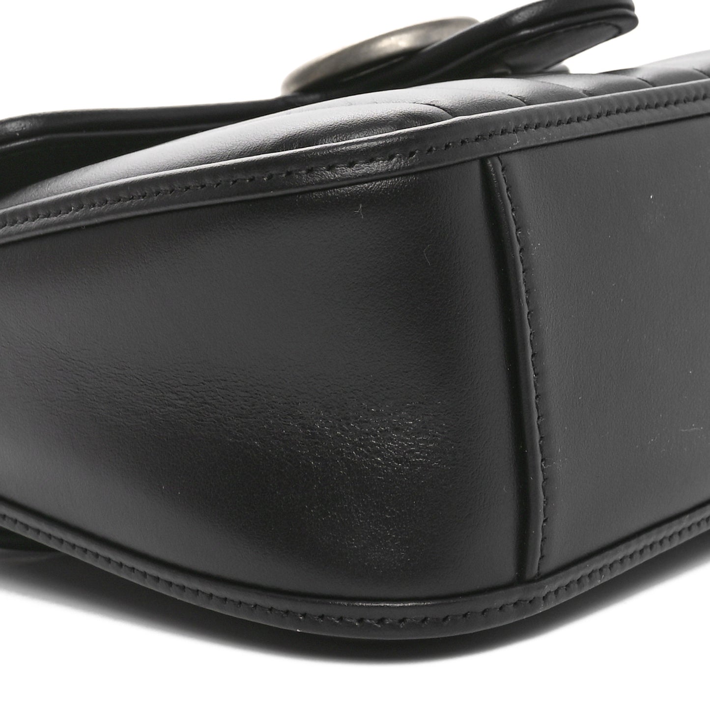 Calfskin Matelasse Aria Mini GG Marmont Top Handle Shoulder Bag Black