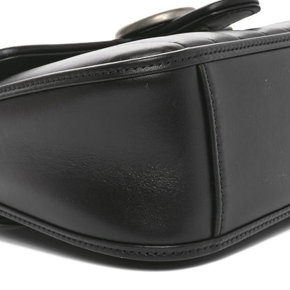 Gucci Calfskin Matelasse Aria Mini GG Marmont Top Handle Shoulder Bag Black 8 of 9