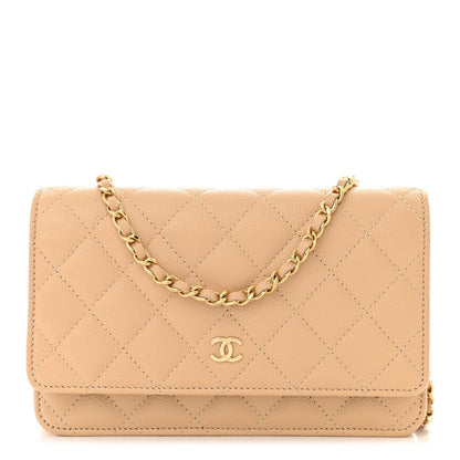 Chanel Caviar Quilted Wallet on Chain WOC Beige 1 of 12