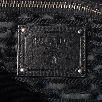 Prada Soft Calf Pleated Tote Black 7 of 11
