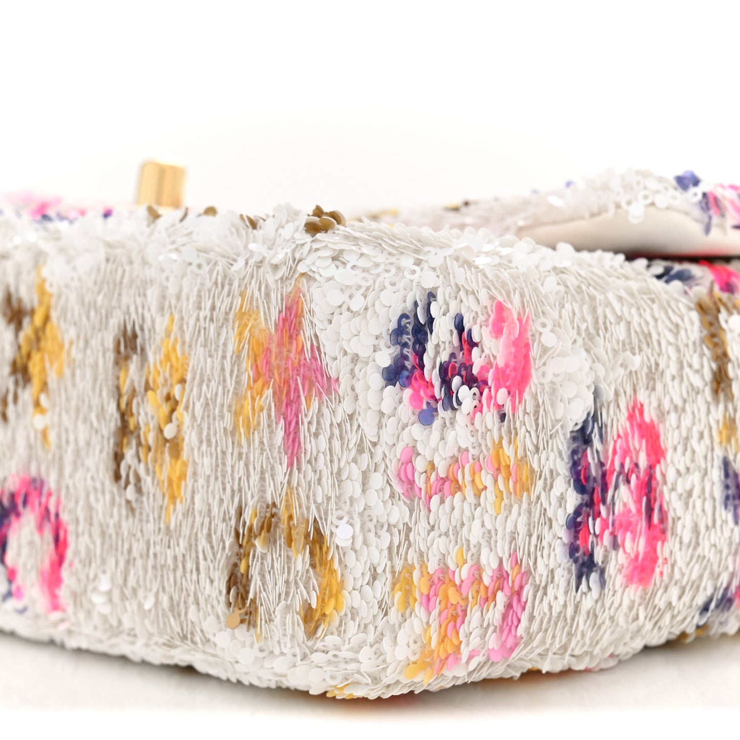Sequin Logo CC Small Single Flap White Multicolor