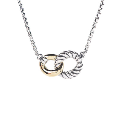 David Yurman Sterling Silver 18K Yellow Gold Belmont Pendant Necklace 4 of 7