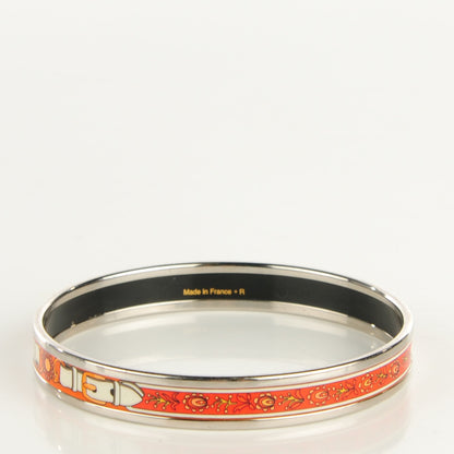 Hermes Enamel Printed Narrow Festival des Amazones Bracelet 62 Orange 3 of 6
