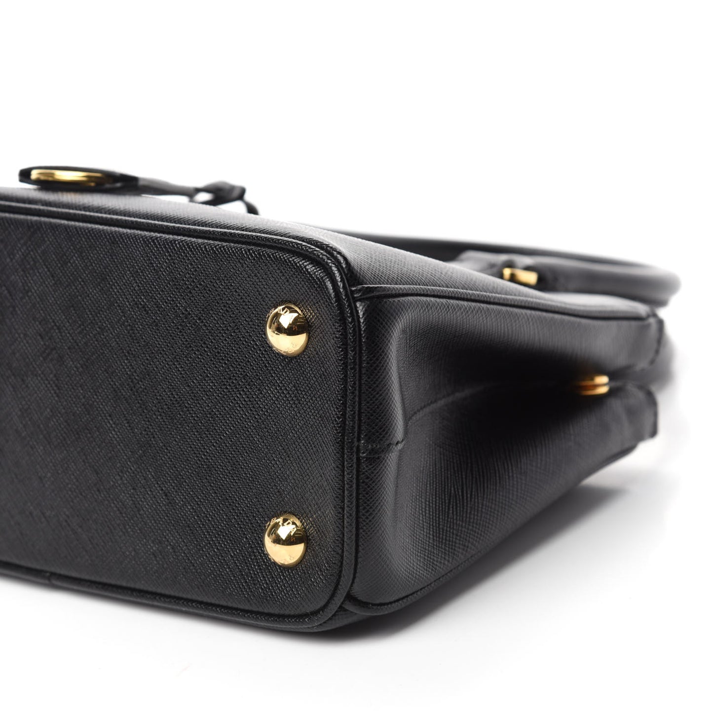 Saffiano Lux Mini Galleria Double Zip Tote Black