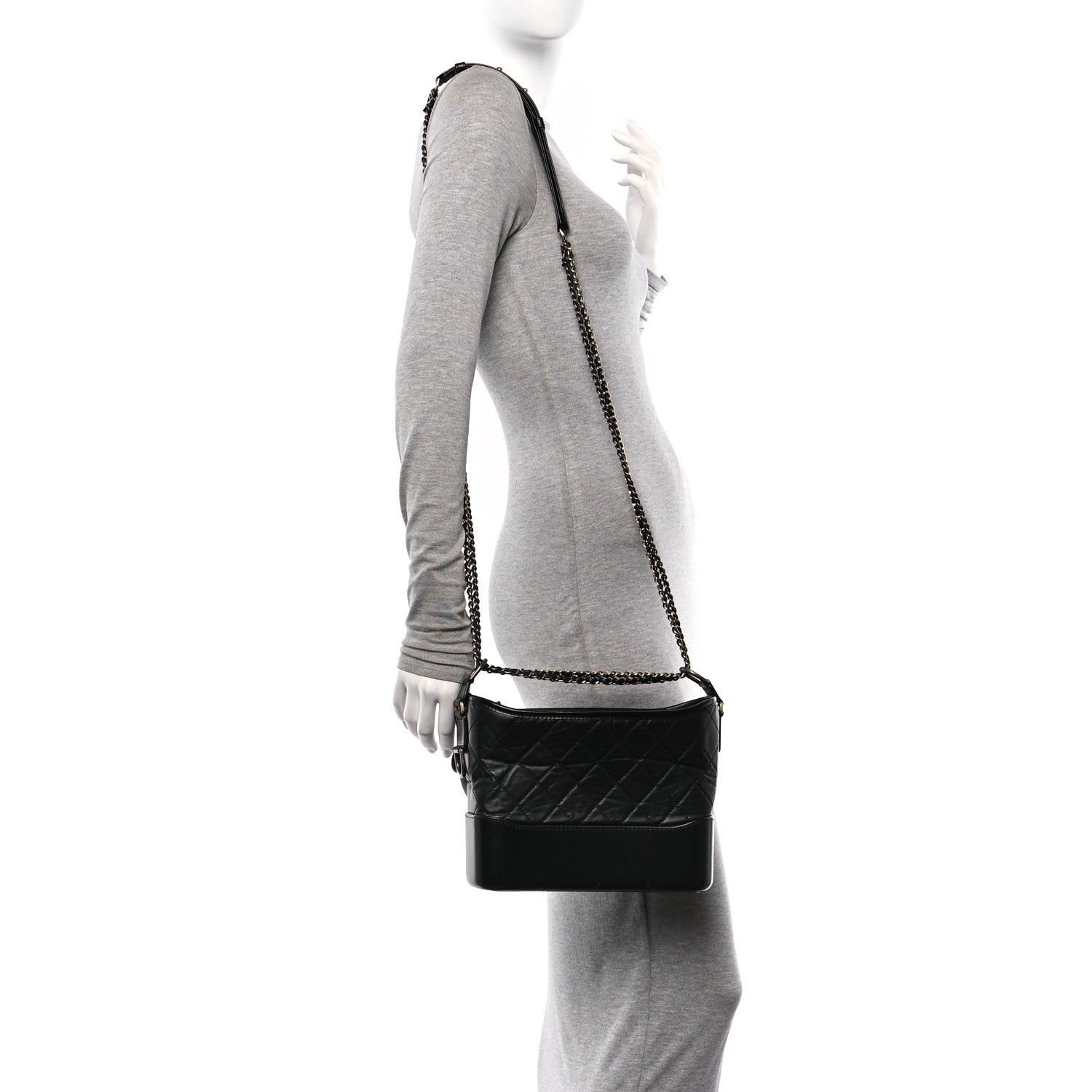 Chanel Aged Calfskin Quilted New Medium Gabrielle Hobo Black 2 of 10