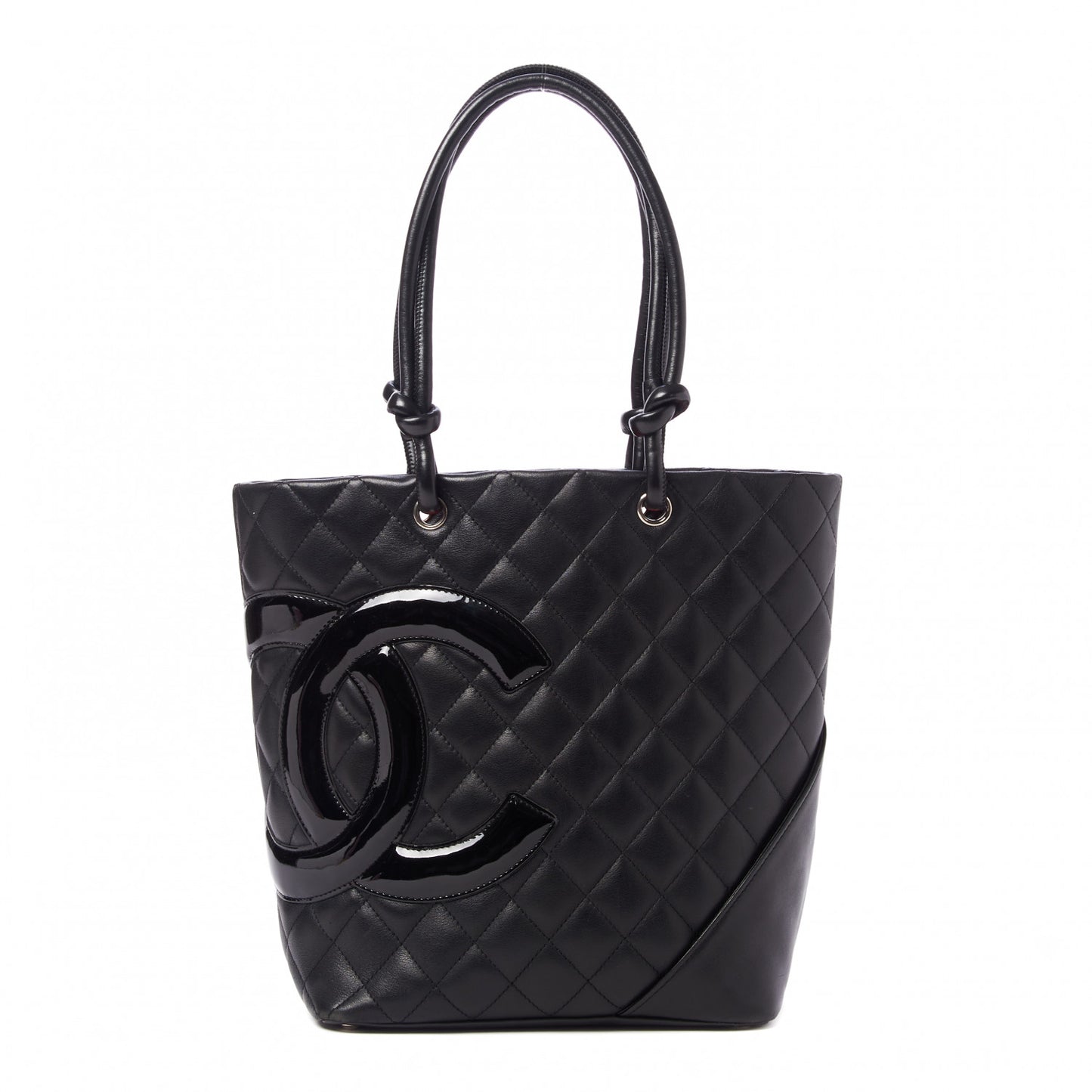 Calfskin Quilted Medium Cambon Tote Black