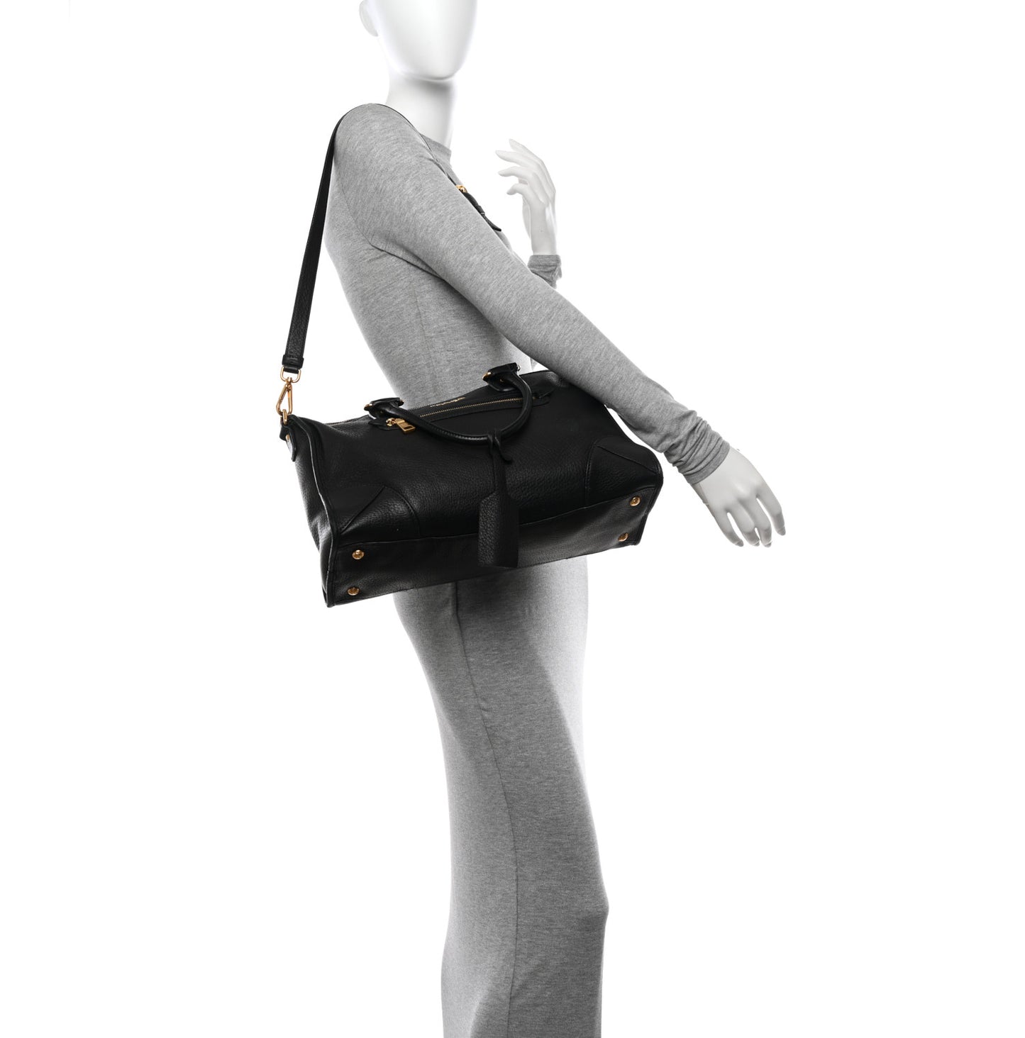 Vitello Daino Shopping Satchel Black