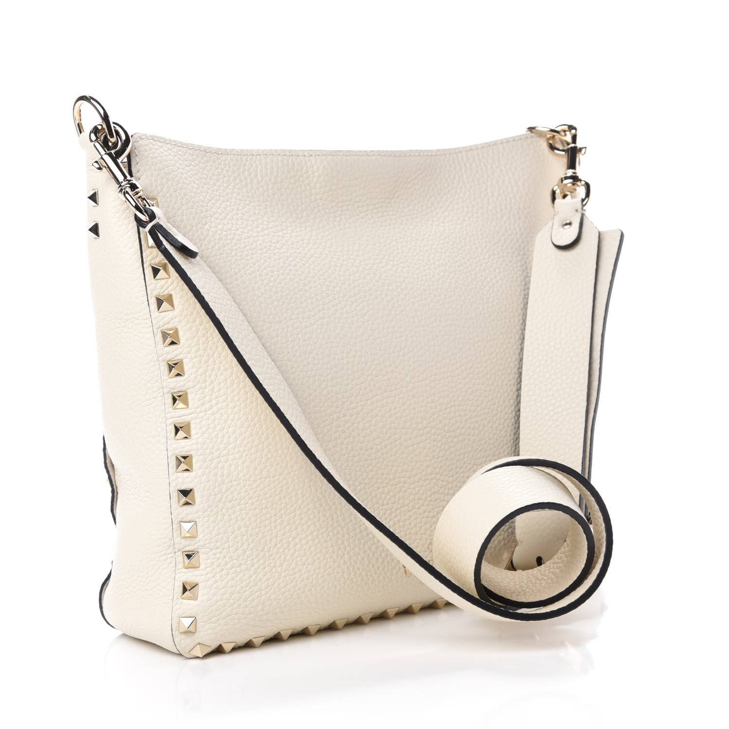 Valentino Garavani Pebbled Calfskin Small Rockstud Flip-Lock Messenger Bag Light Ivory 3 of 9