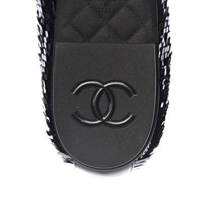 Chanel Sequin CC Loafers 37 Black 9 of 11