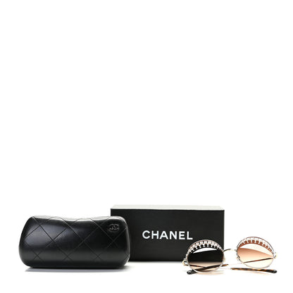 Chanel Pearl Round Sunglasses 4234-H Gold 6 of 6