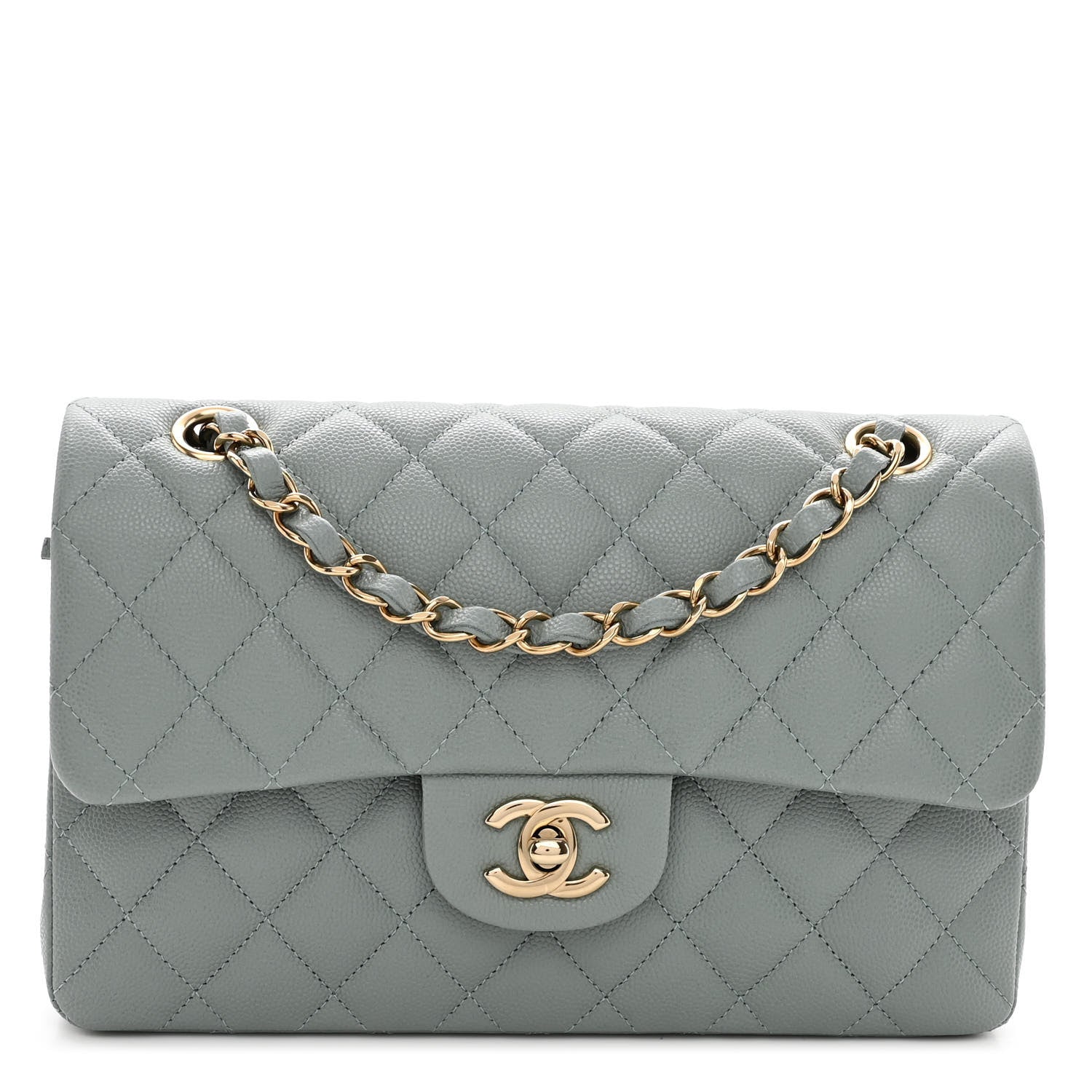 Chanel Caviar Quilted Small Double Flap Light Blue 1 of 10