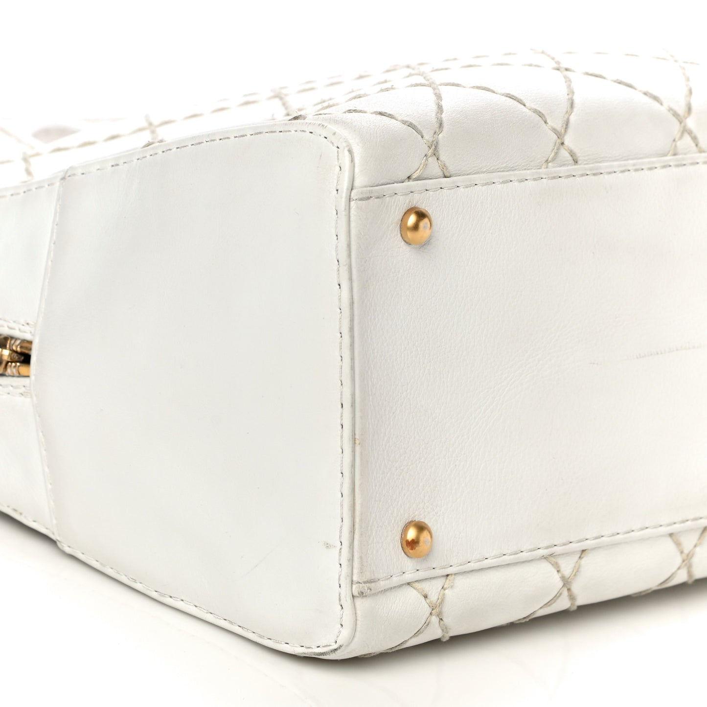 Calfskin Wild Stitch Top Handle Bag White