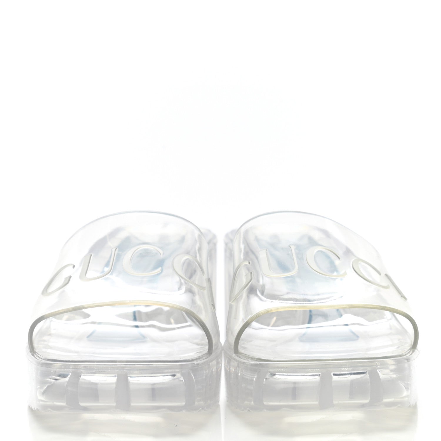 Gucci Rubber Gucci Logo Womens Platform 20/60mm Slide Sandals 35 Transparent 2 of 7