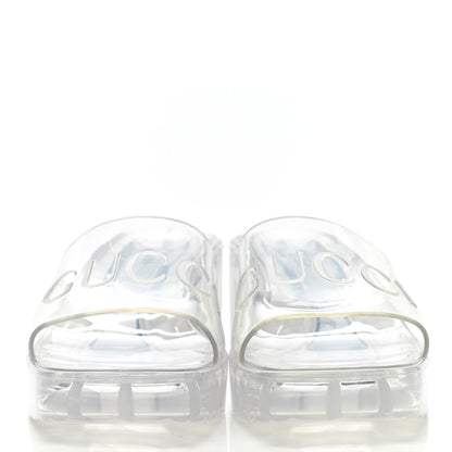 Gucci Rubber Gucci Logo Womens Platform 20/60mm Slide Sandals 35 Transparent 2 of 7